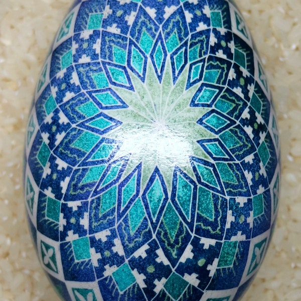 Gęsie Jajko Pysanky (ukraińskie jajko wielkanocne batikowe Pysanka) #23G16