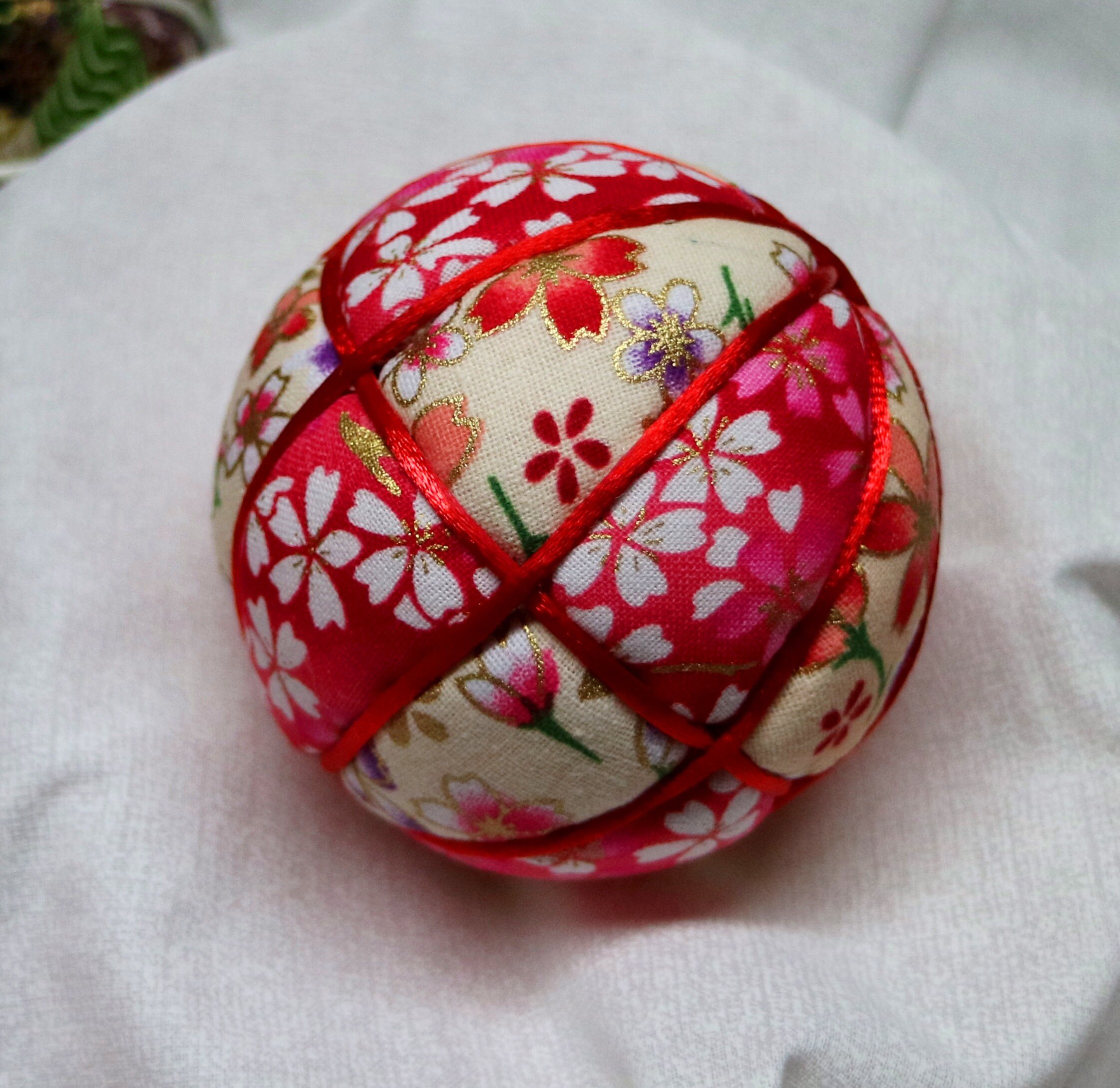 3 Inch Diameter Japanese Kimekomi Ball (quilted Ornamental