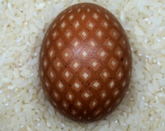Acid Etched Brown Chicken Egg, Receding Cubes Pattern #23E1