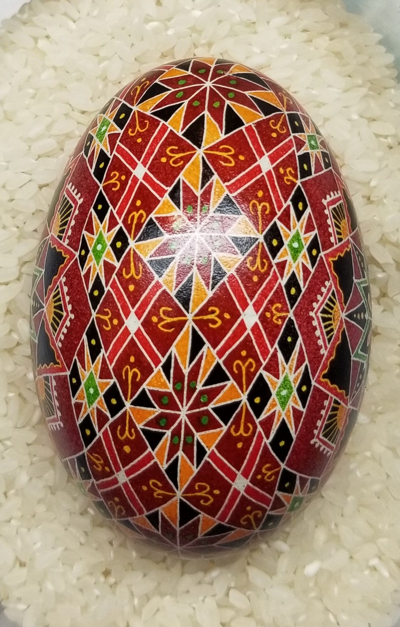 Goose Egg Pysanky Ukrainian Easter Batik Dye Decorated Egg Pysanka 24G3 image 2