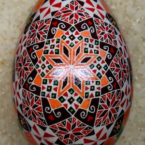 Goose Egg Pysanky (Ukrainian Easter Batik Dye Decorated Egg Pysanka) #23G11