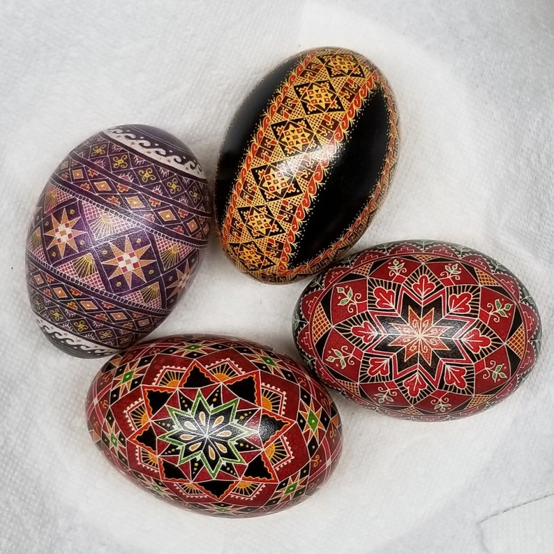 Goose Egg Pysanky Ukrainian Easter Batik Dye Decorated Egg Pysanka 24G3 image 4