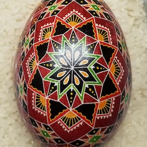 Goose Egg Pysanky Ukrainian Easter Batik Dye Decorated Egg Pysanka 24G3 image 1