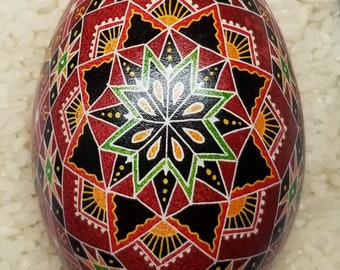 Goose Egg Pysanky (Ukrainian Easter Batik Dye Decorated Egg Pysanka) #24G3