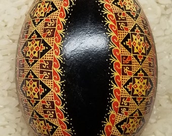 Pysanky aux œufs d'oie (Pysanka aux œufs de Pâques ukrainiens décorés avec des colorants batik) # 24G2