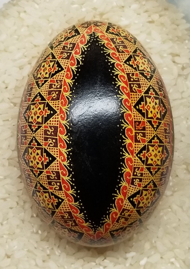 Goose Egg Pysanky Ukrainian Easter Batik Dye Decorated Egg Pysanka 24G2 image 1