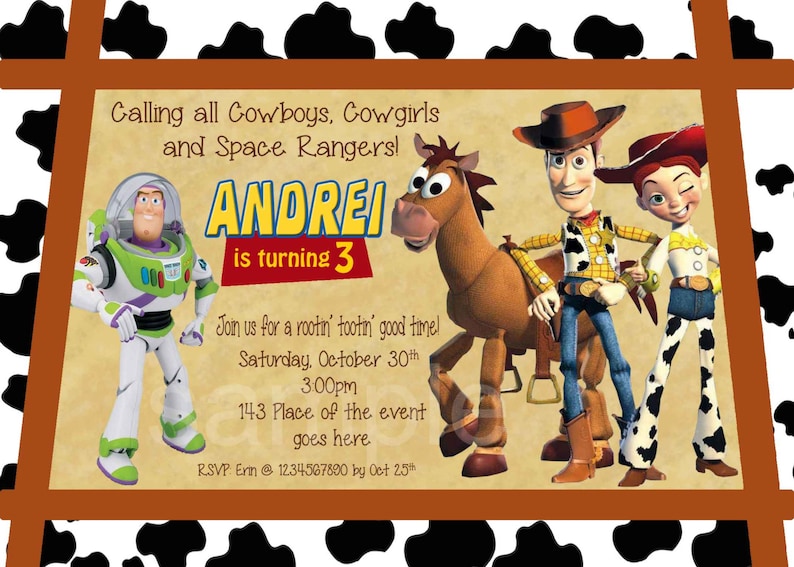Digital With or Without Photo you print Toy Story Birthday Invitation