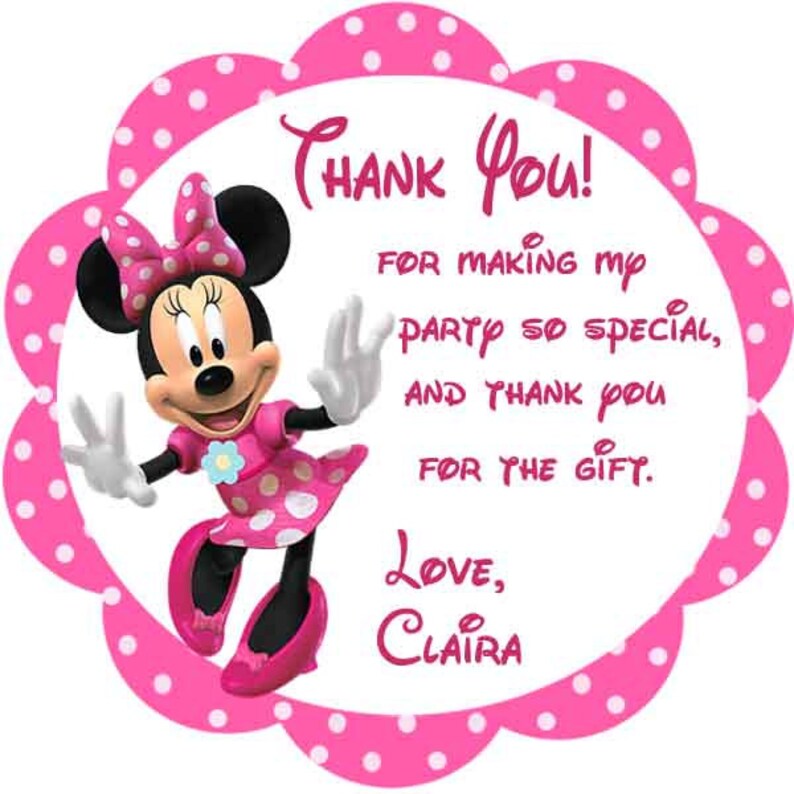 minnie mouse favor tags thank you tags bag tags sticker etsy