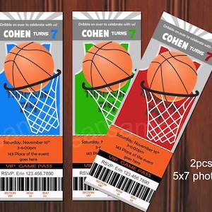 Basketball-Einladung, Basketball-Geburtstagseinladung. Einladung im Basketball-Ticket-Stil. Digitale Basketball-Einladung. (Sie drucken)