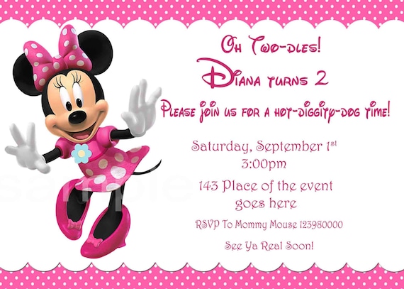 Invitation De Minnie Mouse Invitation D Anniversaire Etsy