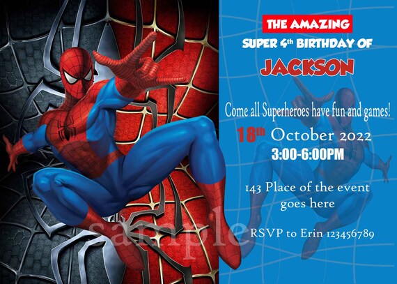 Invitation Spiderman Invitation Danniversaire Spiderman Etsy France