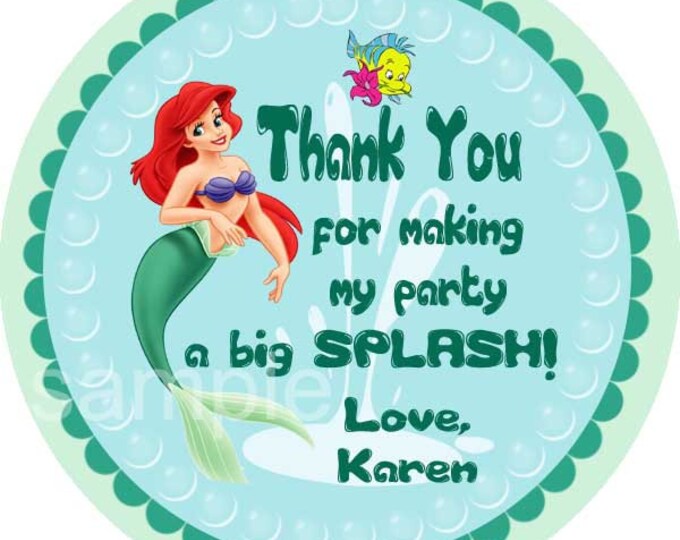 Little Mermaid Favor Tags Thank You Tags Bag Tags Sticker. Etsy