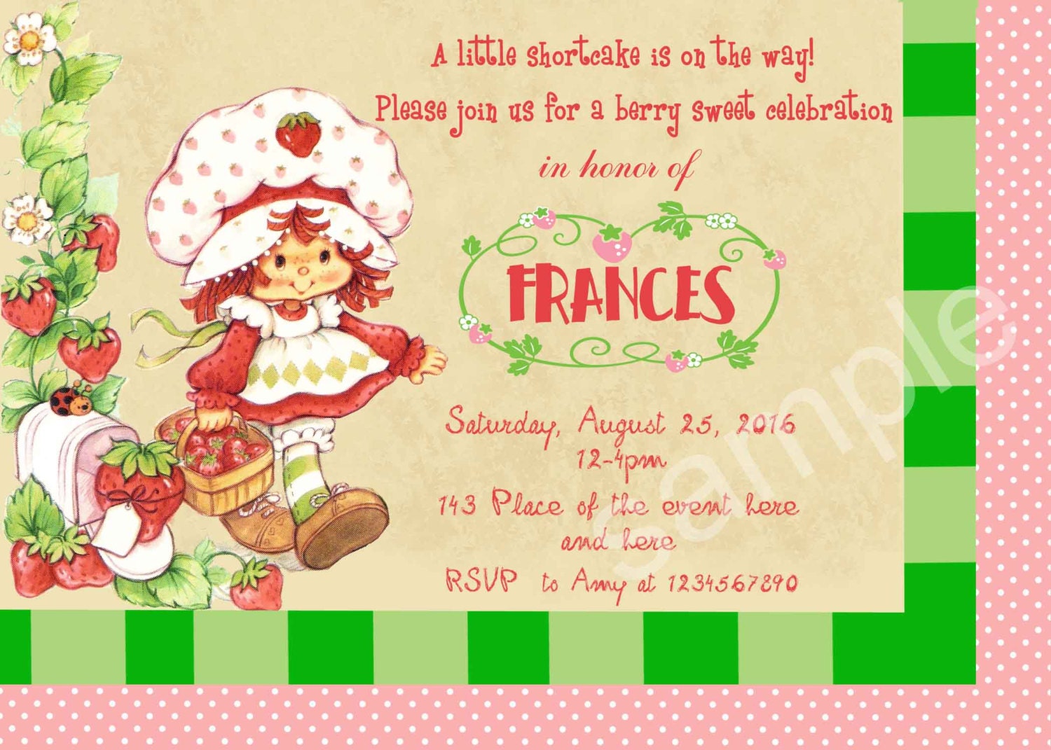 Vintage Strawberry Shortcake Baby Shower Invitation | Etsy