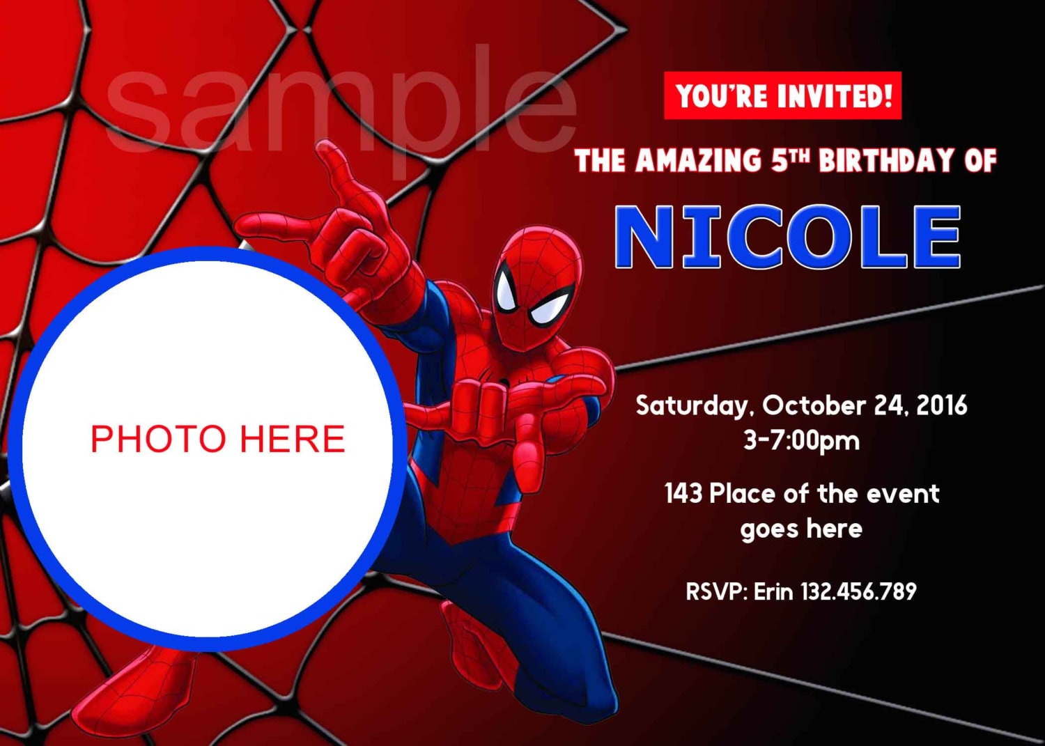 Spiderman Invitation. Spiderman Birthday Invitation. Spider | Etsy