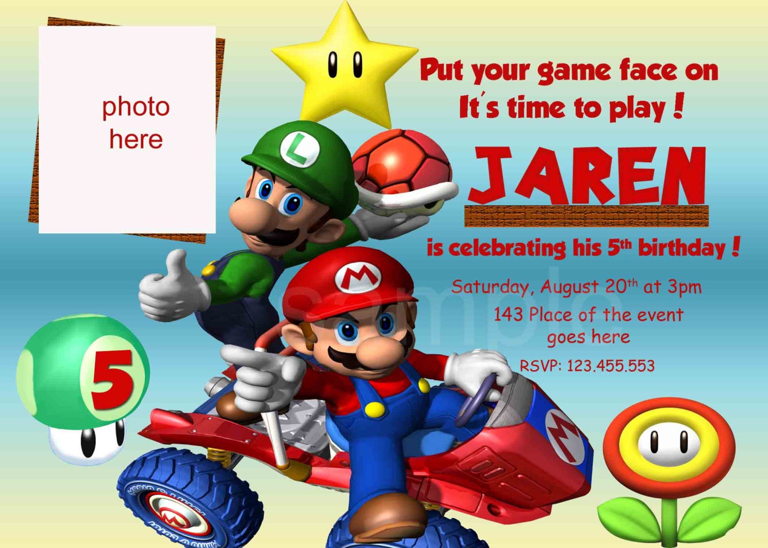 Carte Anniversaire Mario A Imprimer Personnalisez l'invitation Super Mario. Invitation - Etsy Canada