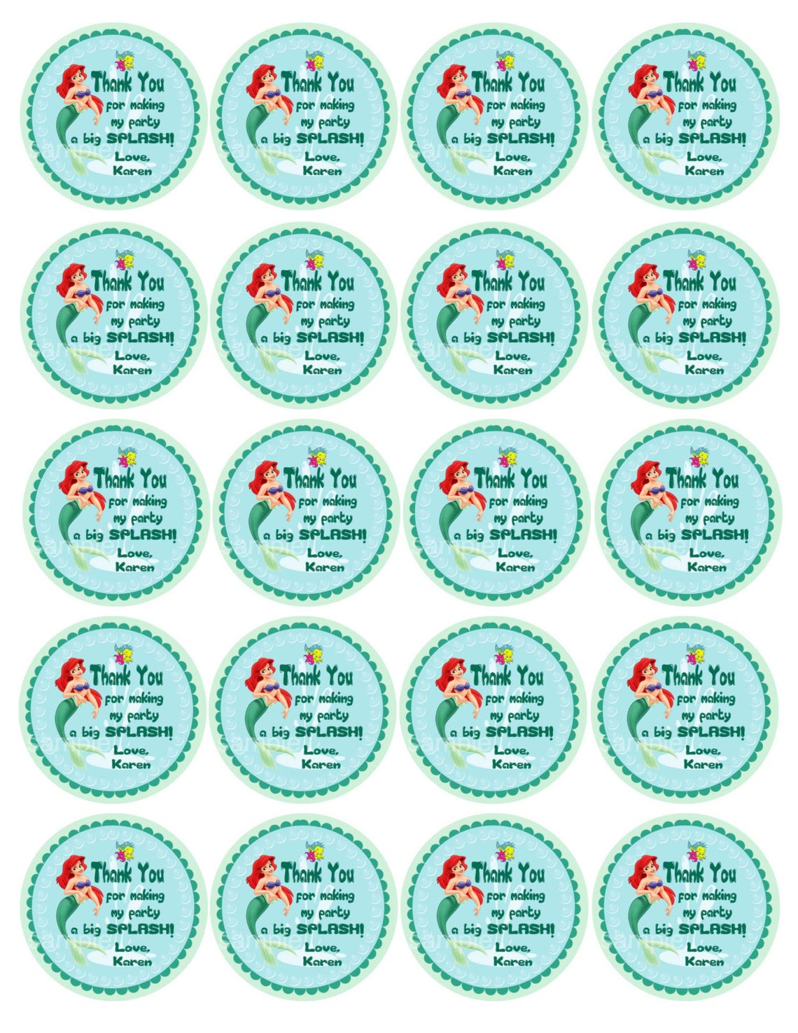 Little Mermaid Favor Tags Thank You Tags Bag Tags Sticker. Etsy
