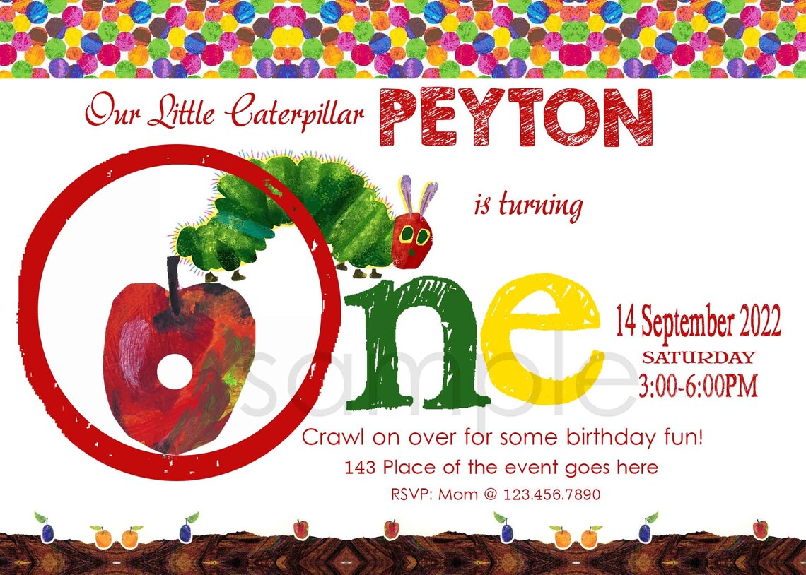Very Hungry Caterpillar Invitations. Hungry Caterpillar Etsy