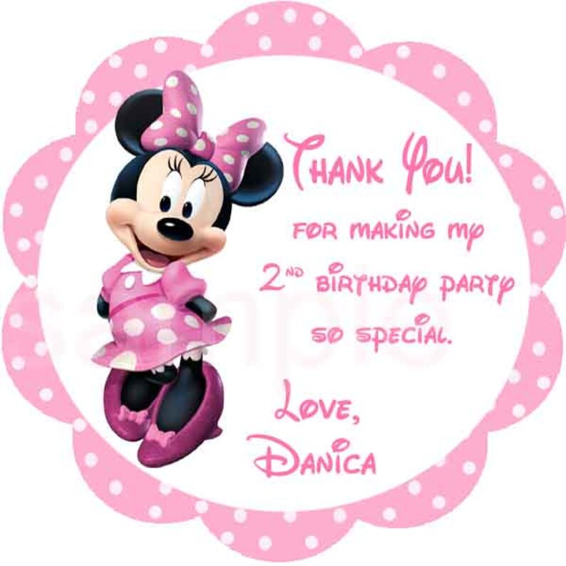 minnie mouse favor tags thank you tags bag tags sticker etsy