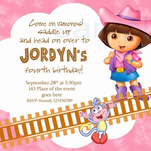 Dora Birthday Invitation Invitation D Anniversaire Dora Etsy France