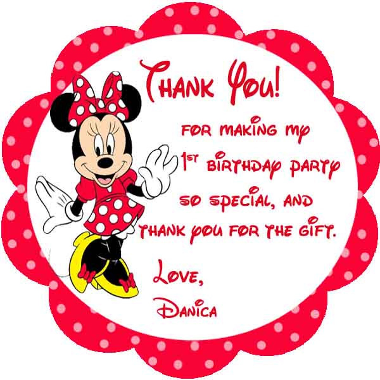 Minnie Mouse Favor Tags Thank You Tags Bag Tags Sticker. | Etsy