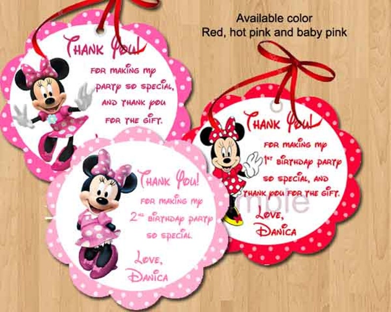 minnie mouse favor tags thank you tags bag tags sticker etsy