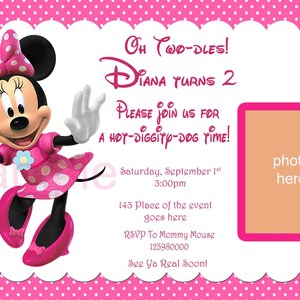Minnie Mouse Invitation Minnie Mouse Birthday Invitation Etsy Uk