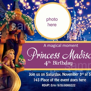 Invitation De Rapunzel Invitation Anniversaire Raiponce Etsy
