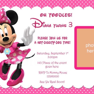 Invitation De Minnie Mouse Invitation D Anniversaire Etsy