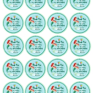 Étiquettes de faveur de la petite sirène/étiquettes de remerciement/étiquettes de sac/autocollant. Carte numérique Princesse Ariel. Princesse Ariel imprimable numérique (à imprimer)