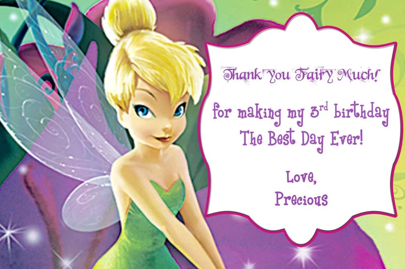 Tinkerbell Thank You Card Tinkerbell Thank You Card Etsy