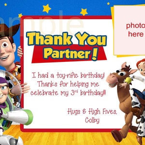 Nota de agradecimento Toy Story, Cartão de agradecimento Toy Story. Cartão digital Toy Story. Imprimíveis Toy Story. Aniversário Toy Story. Digital (você imprime)