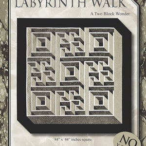 Labyrinth Walk Quilt pattern 84 inches square has a 3-d effect.  Easy to make withdramatic results!