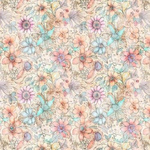 Dainty floral wide back from QTFabrics Enchanted Fairies collection.   108&quot; wide  100% cotton. Free Shipping.
