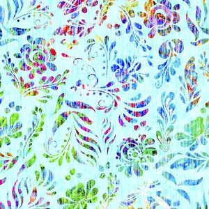Wide abstract floral print in aqua,  108&quot; wide quilt backing make your back as beautiful as the top! 100% cotton. Free Shipping.