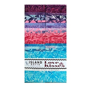 Batik 2 1/2" strips from the Love & Kisses collection from Island Batik. 40 strips. Coordinating yardage available. Free Shipping