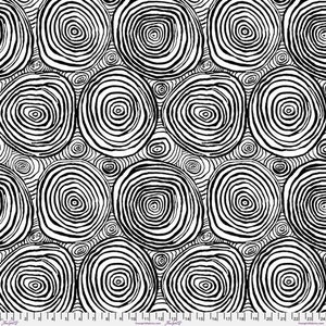 Onion Rings wide-back from Kaffe Fassett. Black and white whimsy for your quilts! 108&quot; wide. 100% cotton, FREE SHIPPING