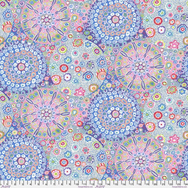 Wideback Millefiore in pastel  from Kaffe Fassett. Colors are a bit more vibrant than the first photo. 108" wide. 100% cotton, FREE SHIPPING