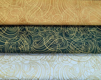 Swirls of gold or silver metallic! Holiday Blenders from Hoffman Fabrics.  Free shipping