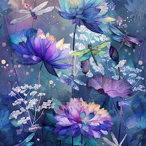 Dragonfly Mist from Timeless Treasures is a dramatic panel with vibrant florals and dragonflies. 24&quot; x 43&quot; inches. FREE SHIPPING.