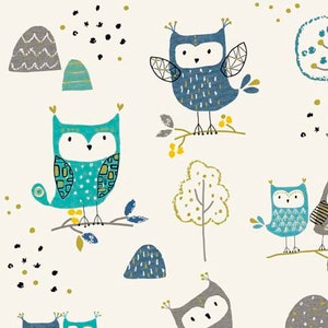 Contemporary colorful owls is perfect for all owl lovers, alone or as triplets!  100% cotton from QTFabrics. FREE SHIPPING
