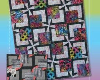 BQ5 pattern, made with just 3 fabrics, or 4 if you want a little accent.  Pattern from Maple Island Quilts. Free shipping