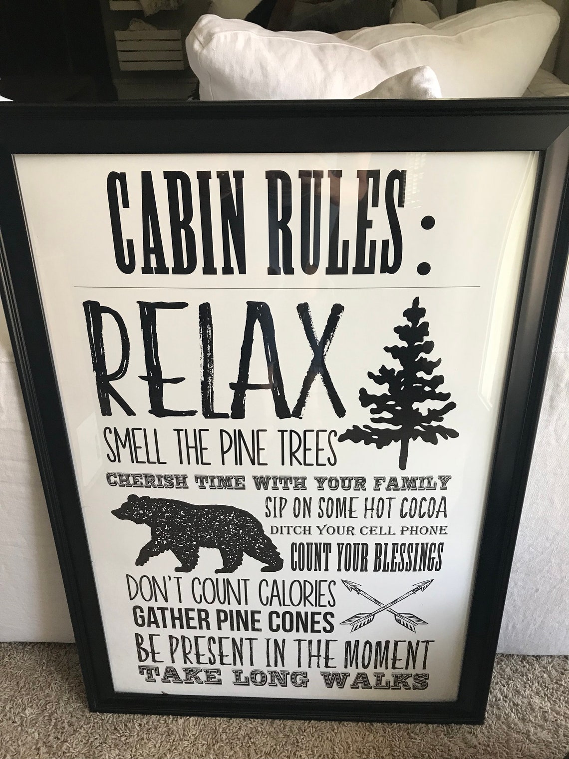 Cabin Rules Wall Art Printable Etsy