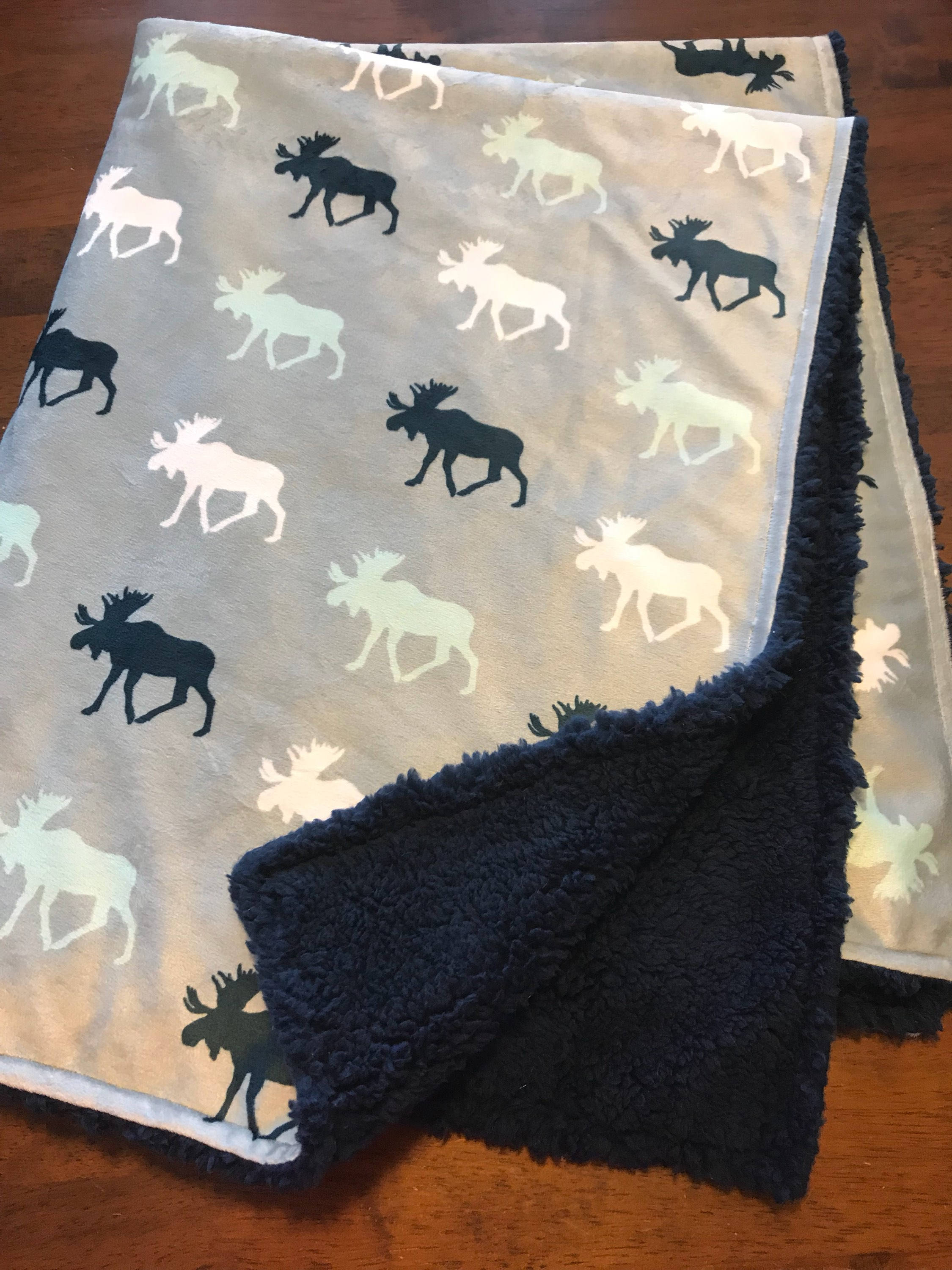 Moose baby blanket / Woodland baby blanket / moose nursery / Etsy