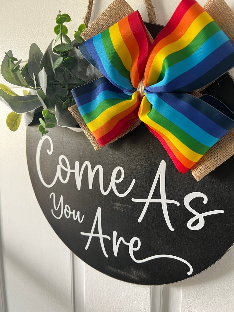 Pride Front Porch Door Hanger / LGBTQIA Sign / Round Etsy