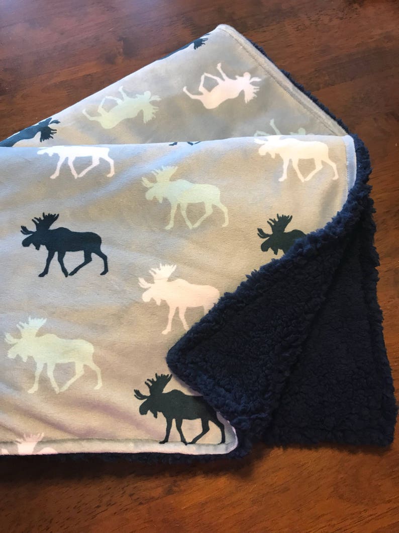 Moose baby blanket / Woodland baby blanket / moose nursery / Etsy