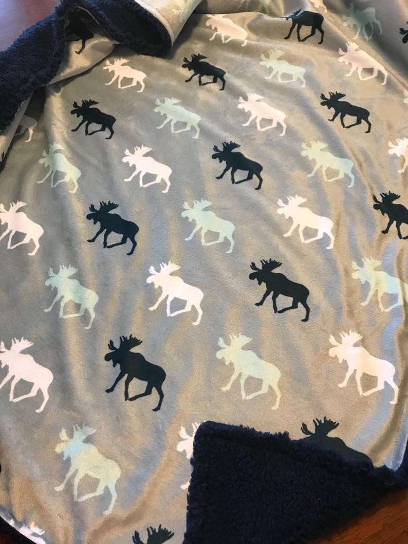 Moose baby blanket / Woodland baby blanket / moose nursery / Etsy