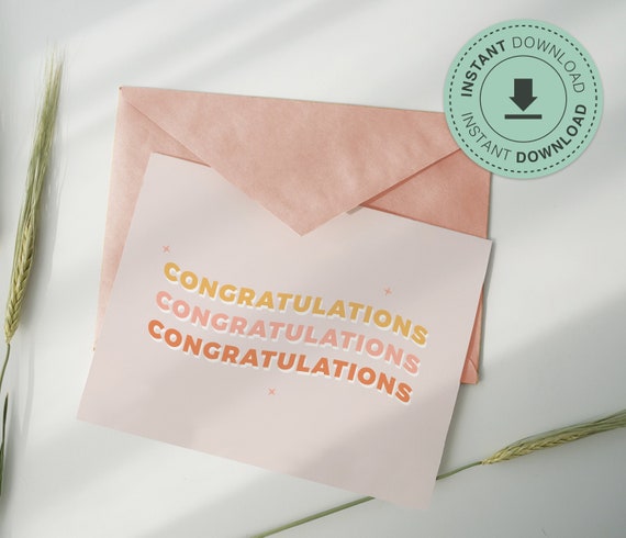 Congrats Printable Card Congrats Instant Download Congrats | Etsy
