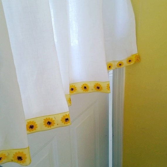 Kitchen Curtains White Linen Cafe Curtain Irish Handkerchief Etsy