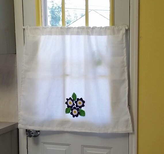 Cafe Curtains Kitchen Curtains Floral Crochet Cafe Curtains Etsy