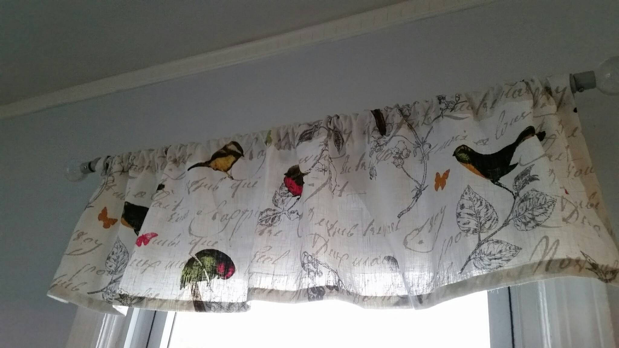 Window Valance Birds Linen Valance Curtains Window Etsy